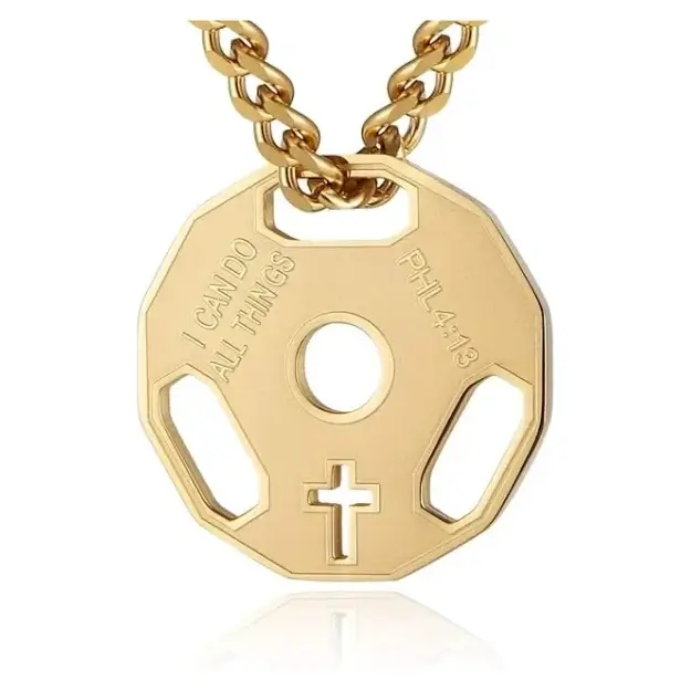 Cross Weight Plate Necklace